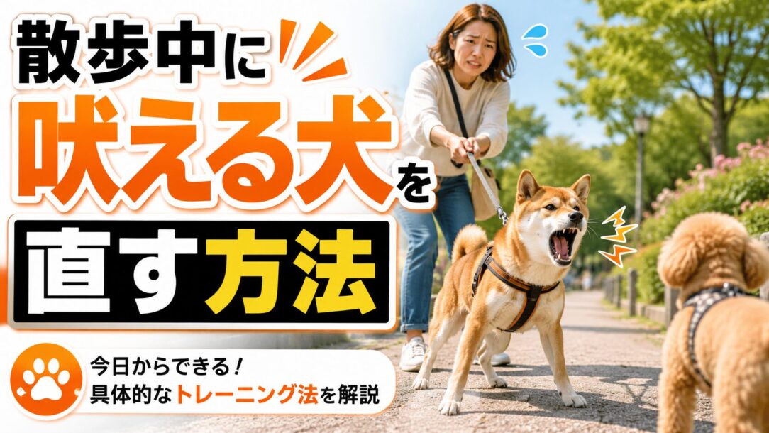 犬が散歩中に他の犬・人・車に吠える原因と、今日からできる直し方を解説。脱感作トレーニングの手順・犬種別の対処法・よくある失敗・おすすめグッズまで詳しく紹介します。