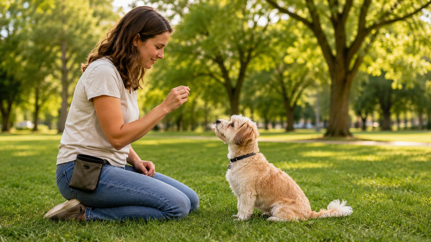 散歩中に吠える犬をおやつで注目させるトレーニングの方法