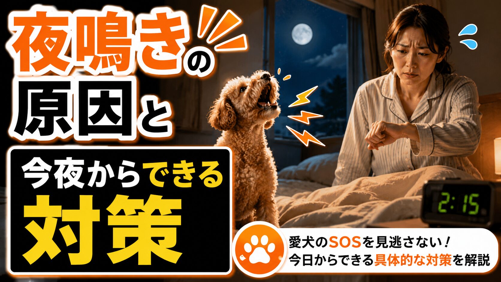 夜中に突然吠える犬と睡眠不足で困る飼い主