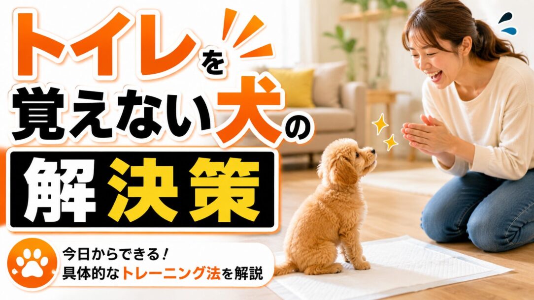 犬がトイレを覚えない原因5つと今日からできる正しいトレーニング方法を詳しく解説。シートの選び方・褒めるタイミング・失敗した時の対応・後退した場合の対処まで網羅。