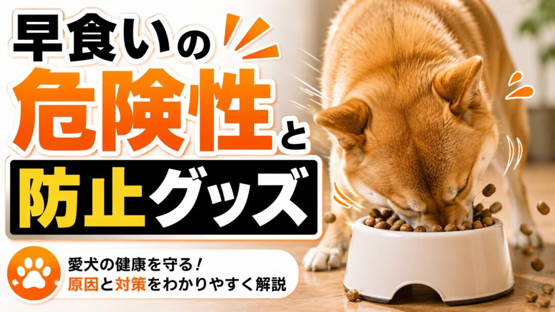 犬の早食いは胃拡張や嘔吐のリスクがある危険な習慣。早食い防止食器・パズルフィーダーなどのグッズと食事環境の改善方法、犬種別リスクまで詳しく解説します。