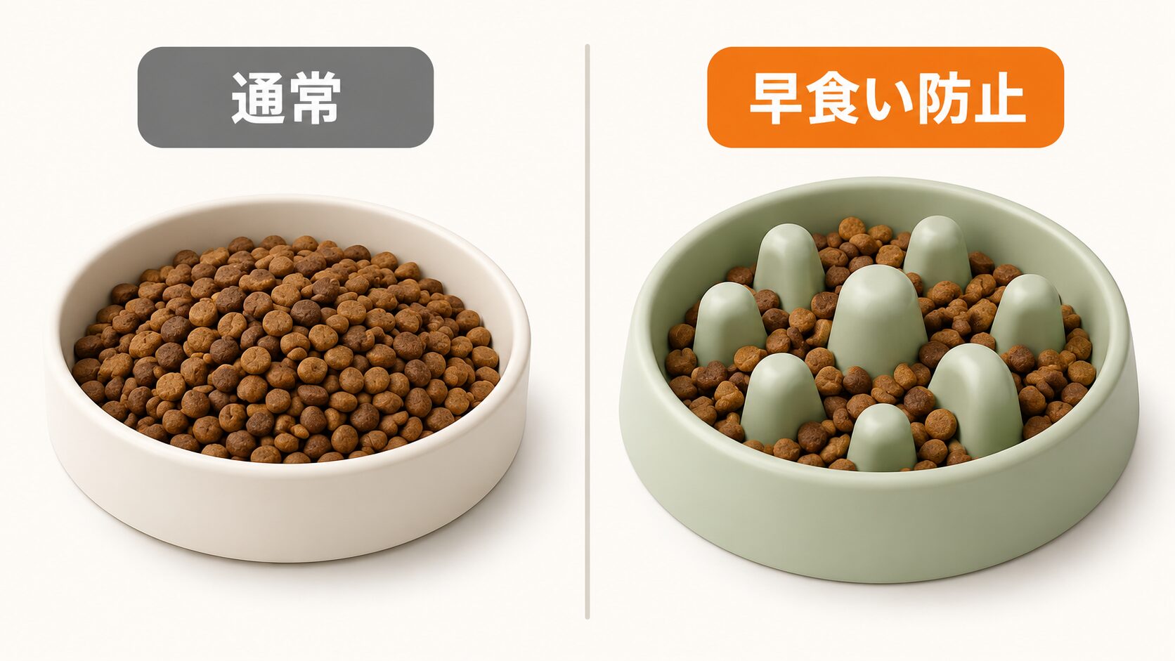犬の早食い防止食器と通常食器の効果比較