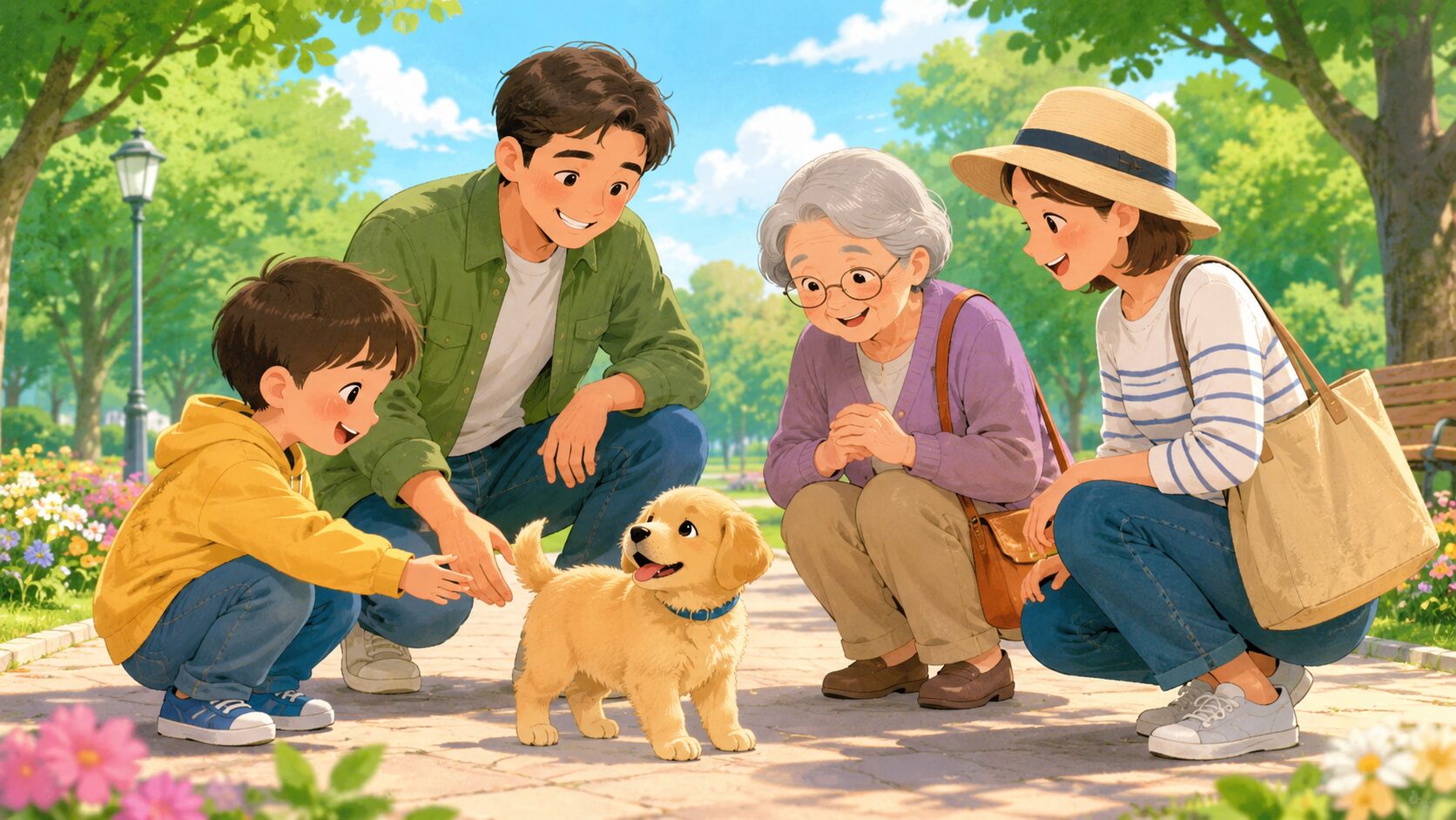 犬のしつけに大切な社会化期に様々な人と触れ合う子犬