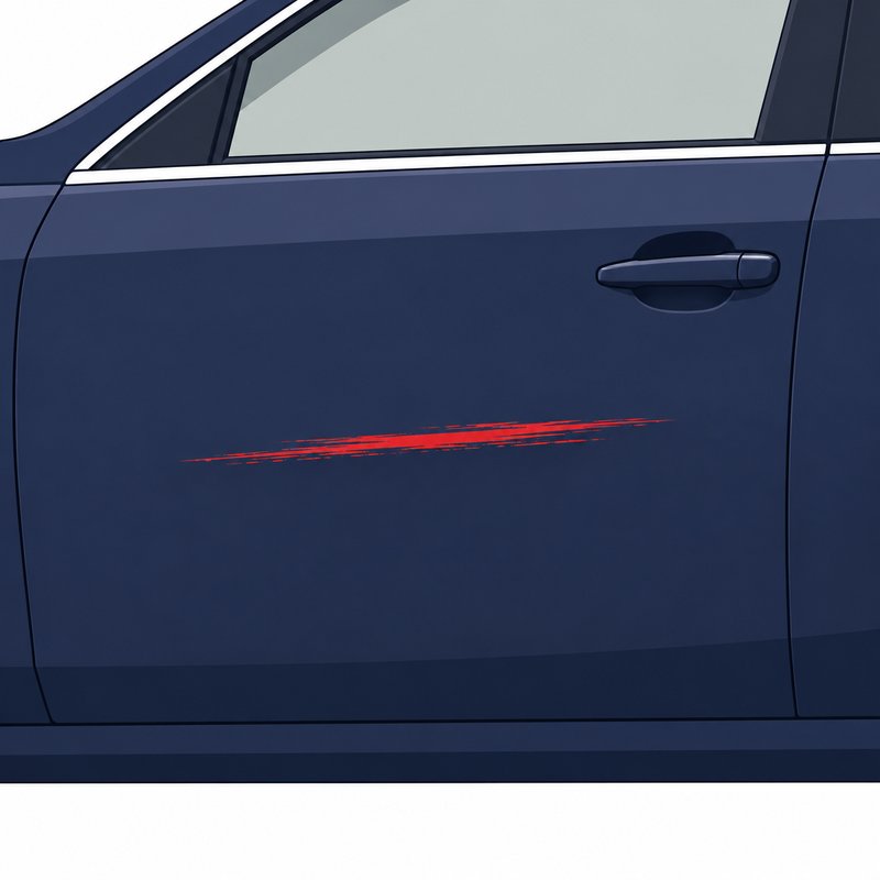 駐車場の当て逃げで車のドアについた傷のイメージイラスト